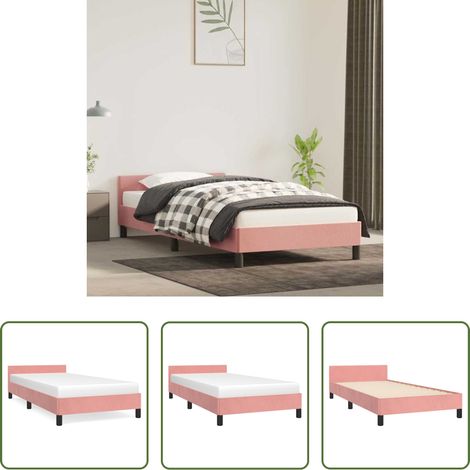 Kopfteil - Bettgestell mit Kopfteil ohne Matratze Rosa 80x200 cm Samt (1/5)