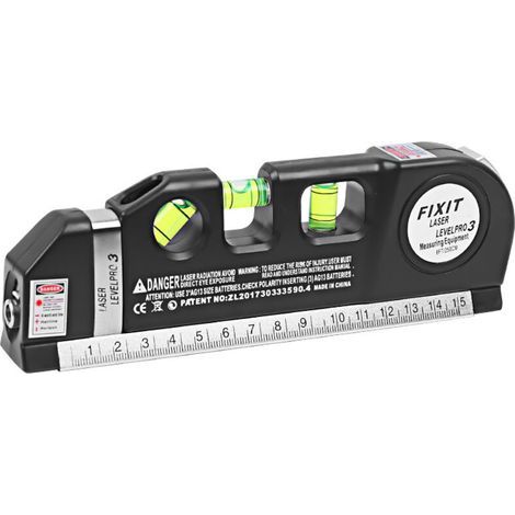 Niveau Laser Polyvalent , Niveaux à Bulle, Ruban à Mesurer, Règle Standard et Métrique (8 pi / 250 cm) (1/5)