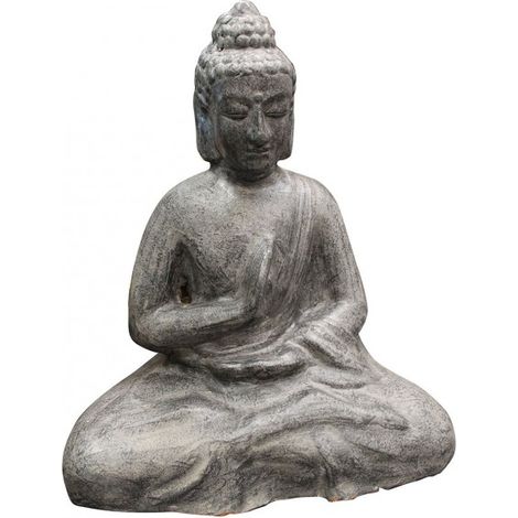 Statue Bouddha assis en terre cuite gris H. 52 cm – Décoration zen pour intérieur – Largeur 45 cm – Profondeur 20 cm – Meubletmoi (1/2)