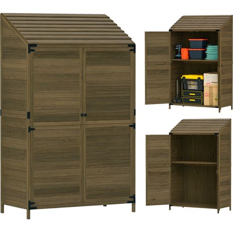 Brown Wooden Garden Shed - 103.5 x 59 cm Outdoor Storage Solution for Your Yard