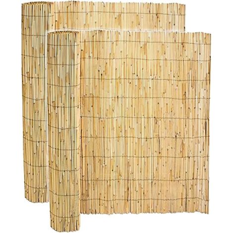Canisse en bambou - JUANIO - Lot de 2 - 1000x150 cm - Protection vent et soleil - Naturel, résistant (1/4)