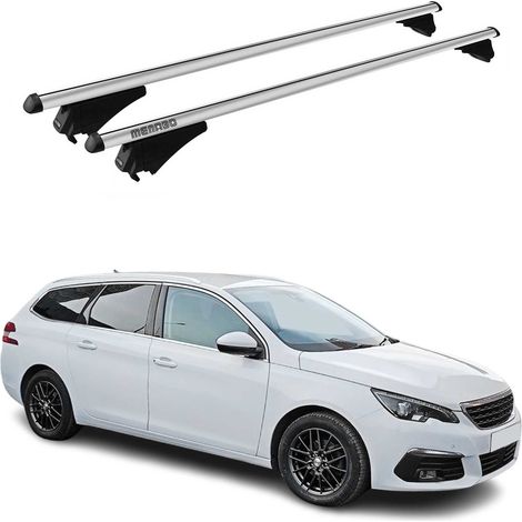 Tiger Barres de toit transversales Compatible avec Peugeot 308 Break 2014-2021 Aluminium Gris 2Pcs (1/4)