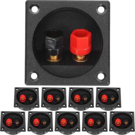 10 Pièces Bornes de sous-boîte pour Haut-Parleur et Caisson de Basses, Cosse à Fil Terminal en Alliage de Zinc Plaqué Or et Abs, Résistance la Chaleur, Accessoires (1/5)