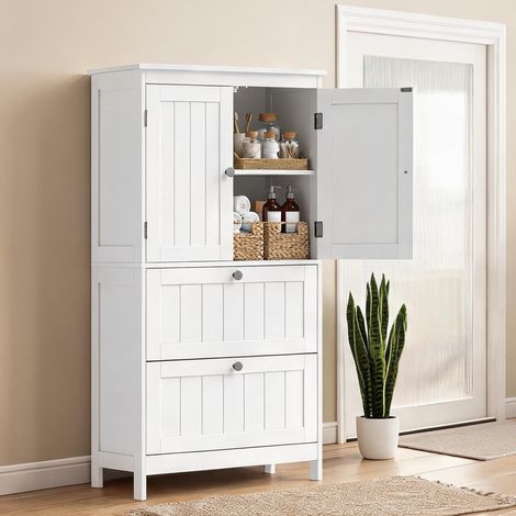 Armoire de rangement coloris blanc en MDF 60 x 30 x 110 cm (1/5)
