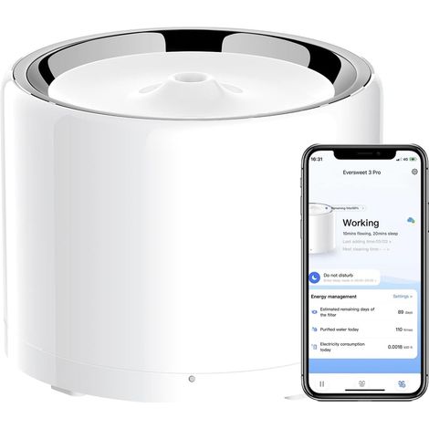 PETKIT Drahtlose Wasserpumpe Automatische intelligenter Trinkbrunnen für Katze und Hund, Auskleidung aus rostfreiem Stahl, Beherbergt Nicht leicht Bakterien
