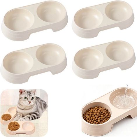 Gamelles pour animaux lot de 4 - bols antidérapants 23 x 12 cm pour chat et chien, jaune (1/5)