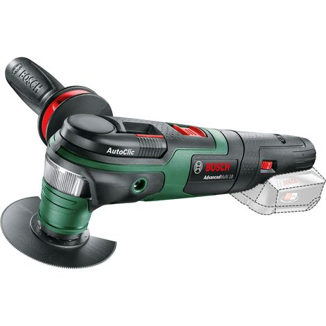 Outil multifonction sans fil Bosch AdvancedMulti 18 (sans batterie, système 18 volts, pour accessoires Starlock, jeu de papier de verre 6 pièces, 5 accessoires)