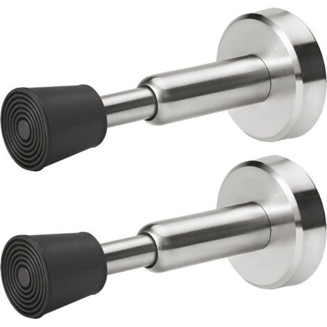 Set di 2 fermaporta a molla, fermaporta idraulici a parete in acciaio inox con punta in gomma