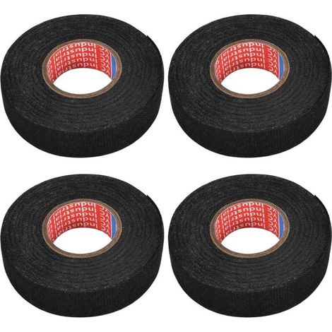 Ruban isolant électrique en tissu noir – 19 mm × 15 m (lot de 4) – haute adhérence, résistant à la chaleur et aux intempéries (1/5)