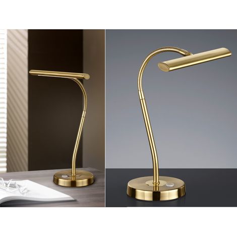 Flexible LED Schreibtischleuchte CURTIS Messing matt, 4-Stufen Dimmer