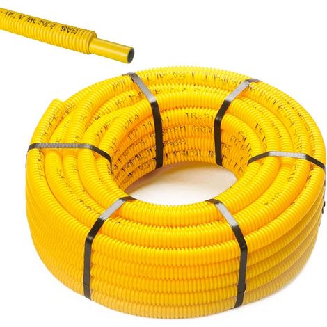 Tubo multistrato PE-Xb ø26x3 Pexal Gas rivestito con guaina corrugata gialla (prezzo al metro - minimo acquistabile 50 metri) (1/5)
