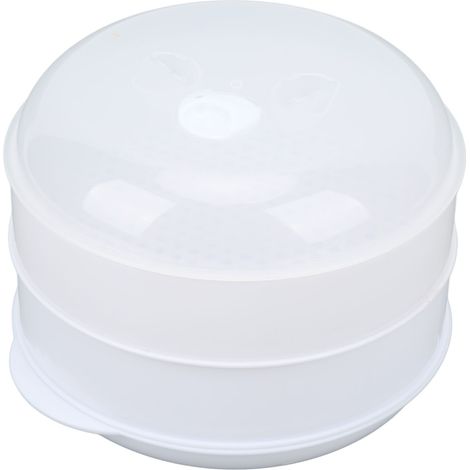 Doppellagiger Dampfgar-Mikrowellendeckel, Garschale für Lebensmittel, Reis, Brot, gedämpft, mittlere Größe, folienverpackt, Frischeplastik, auf Lager. (1/5)