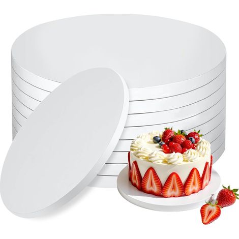 Set di 8 sottotorta rotondi, 30 cm, spessore 12 mm, per pan di Spagna, frutta, torte nuziali (bianchi)