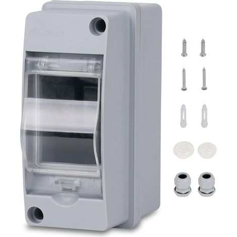 Coffret Electrique, Coffret Electrique Etanche Exterieur IP65, 2 Modules, Avec Terminaux, Rails Intégrés et Accessoires, Pour Une Utilisation à L'extérieur (1/5)