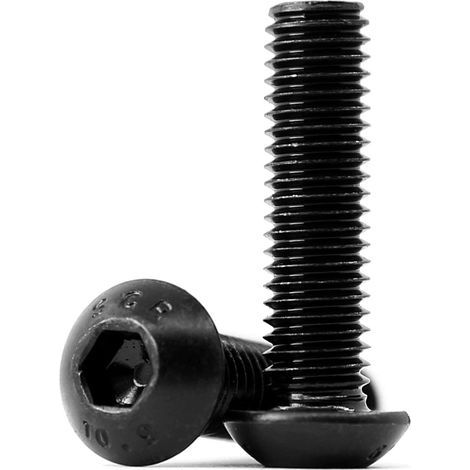 AIDUCHO M8 x 30 mm, 30 tornillos de cabeza abombada hexagonal, totalmente roscados, de acero al carbono, 10.9 (negro) (1/5)