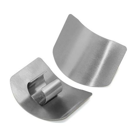 Sollbry 2er-Pack Edelstahl-Küchenfingerschutz, multifunktional, schnittfest, für Gemüseschneider, silberfarben (1/5)