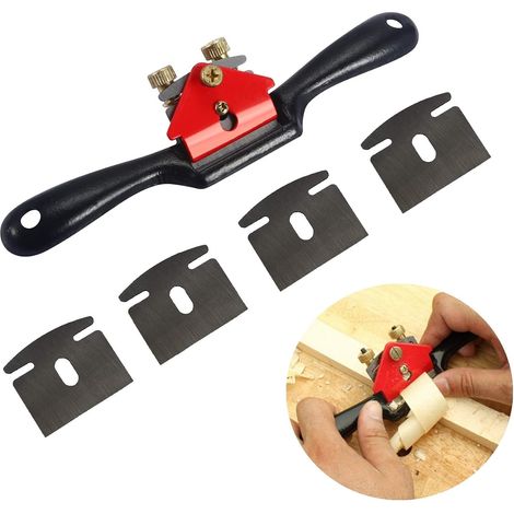 1 Rabot à rayons, lame acier SK2 44mm, base fonte rouge, outil bois courbe (1/5)