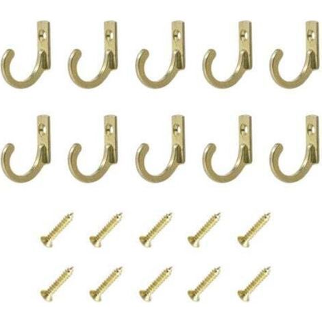 Set of 10 vintage yellow wall hooks with screws - Small screw hooks for bowls, jewelry, bags, towels, bathroom, kitchen and more (1/3)