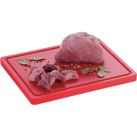 Planche à découper (L)290 x (P)225 mm, HACCP, en polyéthylène rouge (1/5)