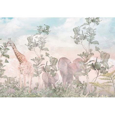 Papier peint panoramique Enfants - Animaux de la Jungle - 130 cm x 91 cm (1/2)