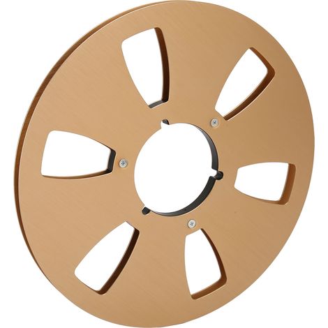Leere 1/4"-10-Zoll-Magnetbandspule aus Aluminiumlegierung, universelle 6-Loch-Öffnung, Maschinenteil, Tonbandaufwickelspule, Gold (1/5)