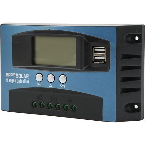Contrôleur de Charge Solaire, Contrôleur de Charge Solaire à Faible Valeur Calorifique, Protection contre les Surintensités, Auto-ajustement 12 24 V, 2 Sorties USB pour l'industrie (100A) (1/5)