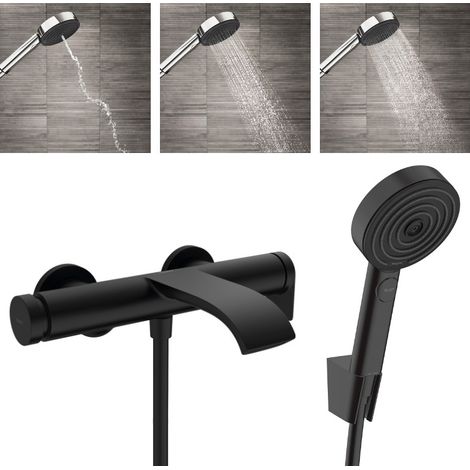 Hansgrohe Vivenis Pulsify Set Wannenbatterie, Wasserfallauslauf + Handbrause mit 3 Strahlarten inkl. Halter und Schlauch (1/5)