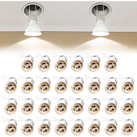 Lot de 30 douilles GU10 en céramique avec câble en silicone pour ampoules LED et halogènes (1/5)