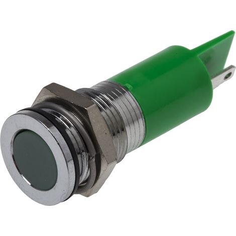Voyant LED lumineux Vert RS PRO, dia. 14mm, 220V c.a., IP67 ( Prix pour 1 ) (1/2)