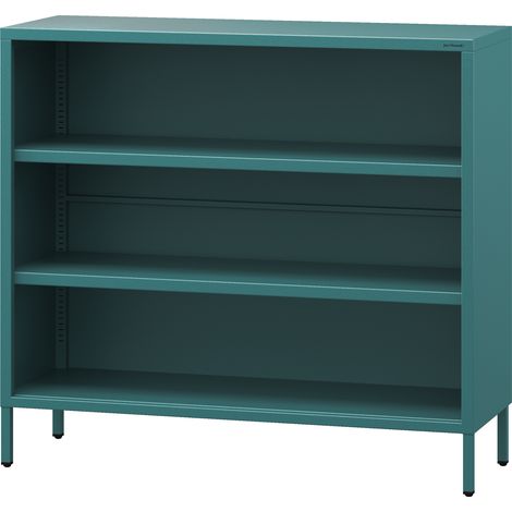 Jan Nowak Niedriges Bücherregal mit 3 Ebenen Luca Aufbewahrungsregal Standregal 2 verstellbare Fachböden Metall Wohnzimmer, 100 x 90 x 35 cm, Seegrün (1/5)