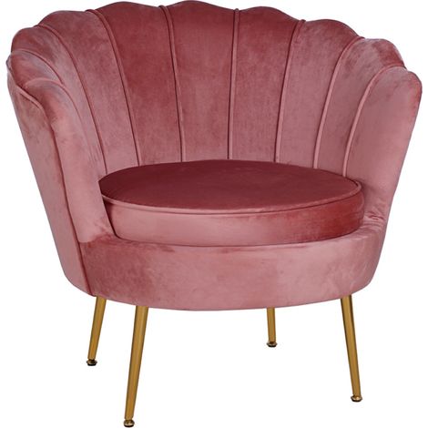 Poltrona velluto con schienale a conchiglia - FIORE finitura Rosa (1/4)