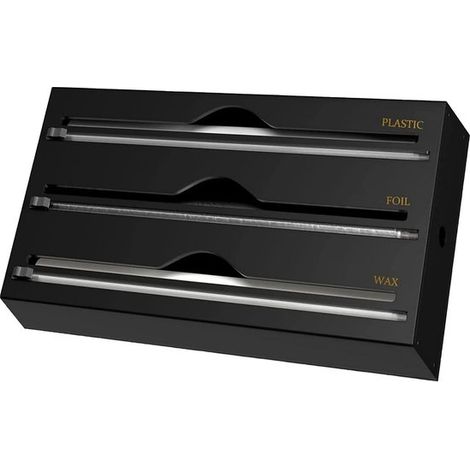 Dispensador de papel de aluminio 3 en 1 con cortador deslizante para papel de aluminio de cocina y papel de aluminio, negro