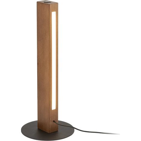[GEBRAUCHT] B-Ware Holztischleuchte Teo Tischlampe Led Touchdimmer Kiefer Walnuss Schwarz 42 Cm