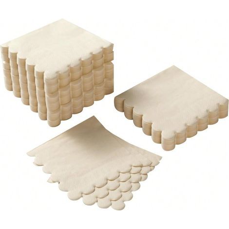 Packung mit 100 Cocktailservietten (12,7 x 12,7 cm), zweilagig, mit gewelltem Rand, Einwegservietten für Abendessen, Hochzeiten, Geburtstage oder Partys (1/5)