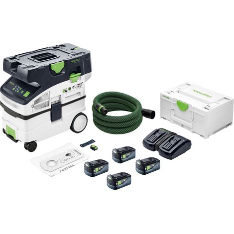 Festool CTMC MIDI I-Basic Akku Absaugmobil 36 V ( 2x 18 V ) Staubkl. M + 4x Akku 5,0 Ah + Doppelladegerät + Systainer