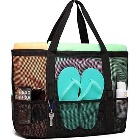 sac grande capacité voyage plage acité avec 9 poches, fourre tout à bandoulière pour les voyages la (1/5)