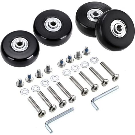 Stück 50x18 mm Koffer-Ersatzrollen, Gummilenkrollen, Radlager-Reparatursets, Schwarz
