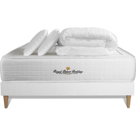 Pack Colchón blanco muelles y viscoelástica 140 x 190