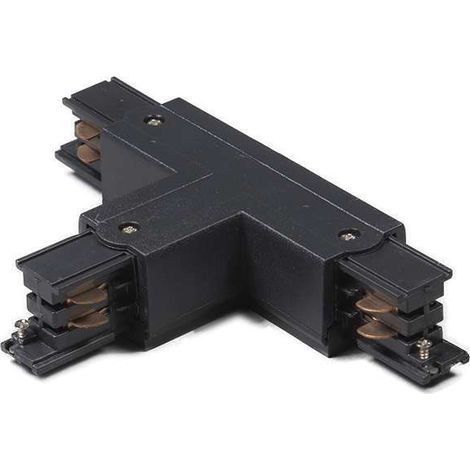 QAZQA Moderno Conector en T para carril trifásico derecho T negro Plástico Adecuado para LED Max. x Watt