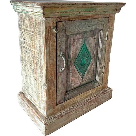 Mesita de Madera acabado artesanal marrón 49x29x62 (1/4)