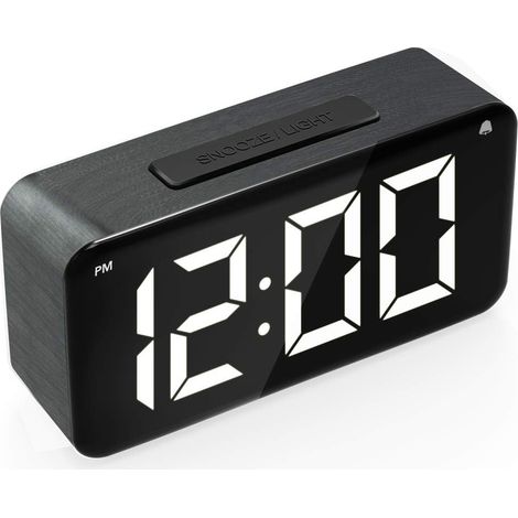 YMYNY Digitaler Wecker, 6-Zoll-LED-Display, Holzmaserung, 6 Helligkeitsstufen, Schlummerfunktion, 12/24 Stunden, einfache Digitaluhr mit Adapter für Kinder und Erwachsene, Wecker für Schlafzimmer, Bür (1/5)