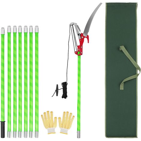 Scie à Élaguer à grande portée de 8 m - Lame en acier au manganèse SK5 - Poteaux en fibre de verre haute résistance - Hauteur réglable de 1,4 m à 8 m (1/5)