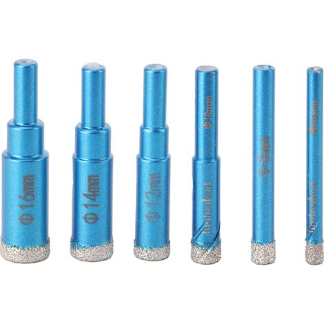 Lot de 6 forets carottés diamant professionnels pour marbre, ouvre-trou industriel (1/5)