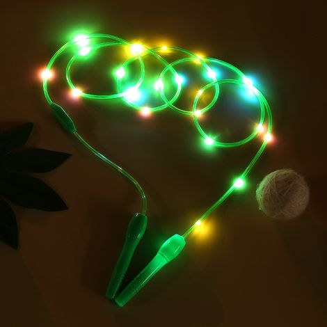 Corde à sauter LED, longueur ajustable, 3 modes d'éclairage, vitesse réglable.