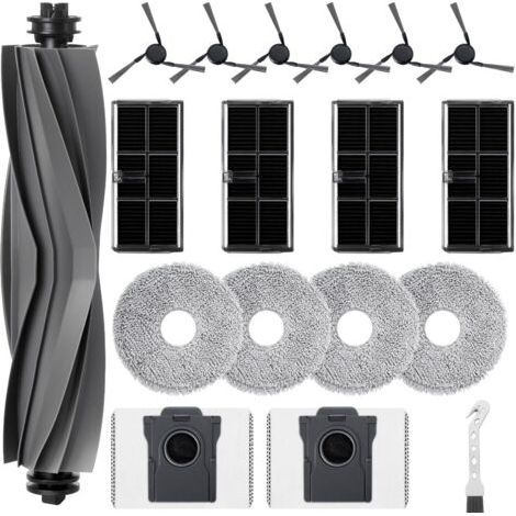 Zubehör-Set für Mova E40 Ultra Saugroboter: 1 Hauptbürste, 6 Seitenbürsten, 4 Filter, 4 Tücher, 2 Staubbeutel, 1 Reinigungsbürste
