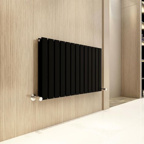 600 x 884mm Double Designer Flat Panel Central Heating Radiator MATT BLACK (1/5)