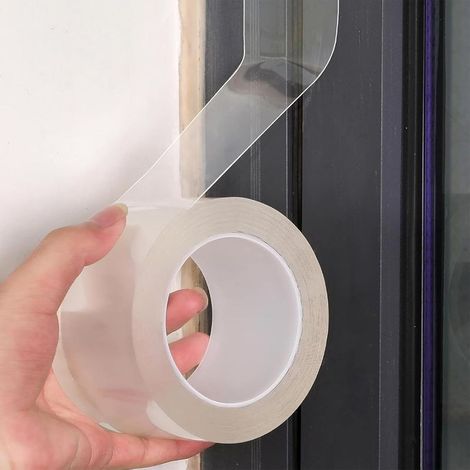 Nastro sigillante per porte e finestre, 3 cm x 10 m, nastro isolante autoadesivo trasparente, pellicola protettiva per finestre invernali, antivento, antipolvere, per aria fredda (1/5)