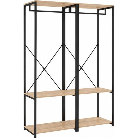 Modulo Guardaroba Struttura Metallica 120 cm Towwer - Naturale / Nero (1/5)