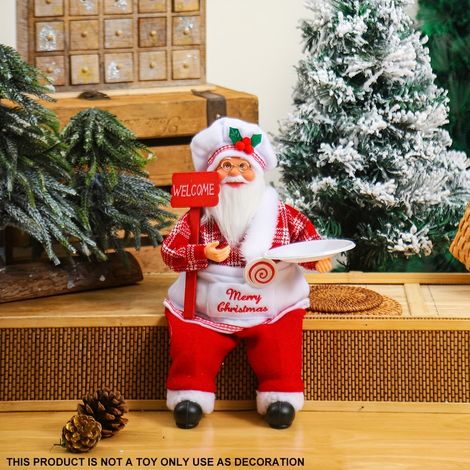 1 pièce. Décoration de Noël - Figurine du Père Noël assis, scène festive pour décoration intérieure, Halloween et automne, figurine de collection (1/5)