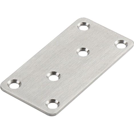10 Plaques de jonction, Acier inoxydable, 80x40x2mm, Trous fraisés, Fixation bois métal, Renfort meuble bricolage (1/5)